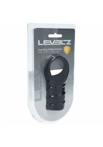 Shots LEVELZ Silicone Cock Ring and Ribbed Sleeve - Stretchy Cock Rings