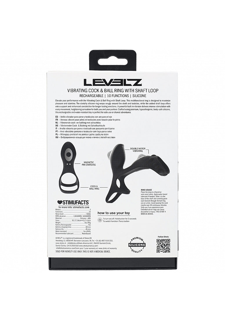 Shots LEVELZ Vibrating Cock & Ball Ring with Shaft Loop Vibrating Cock Rings