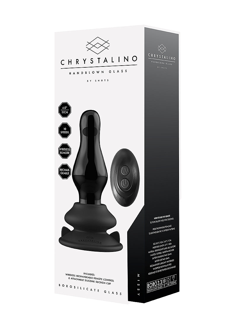 Shots Missy Glass Vibrator With Suction Cup and Remote - Glass Sex Toys