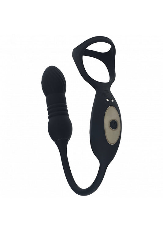 LEVELZ Vibrating TriO Cock Ring with P-Spot Stimulator Black Vibrating Cock Rings
