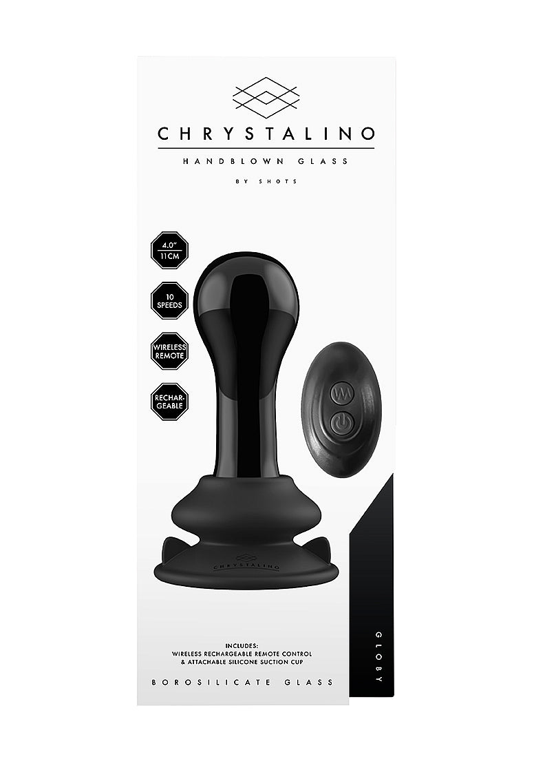 Shots Globy Suction Cup Rechargeable Glass Remote Vibrator - Glass Sex Toys
