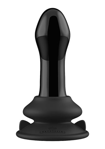 Shots Pluggy Suction Cup 10 Functions Glass Vibrator - Glass Sex Toys