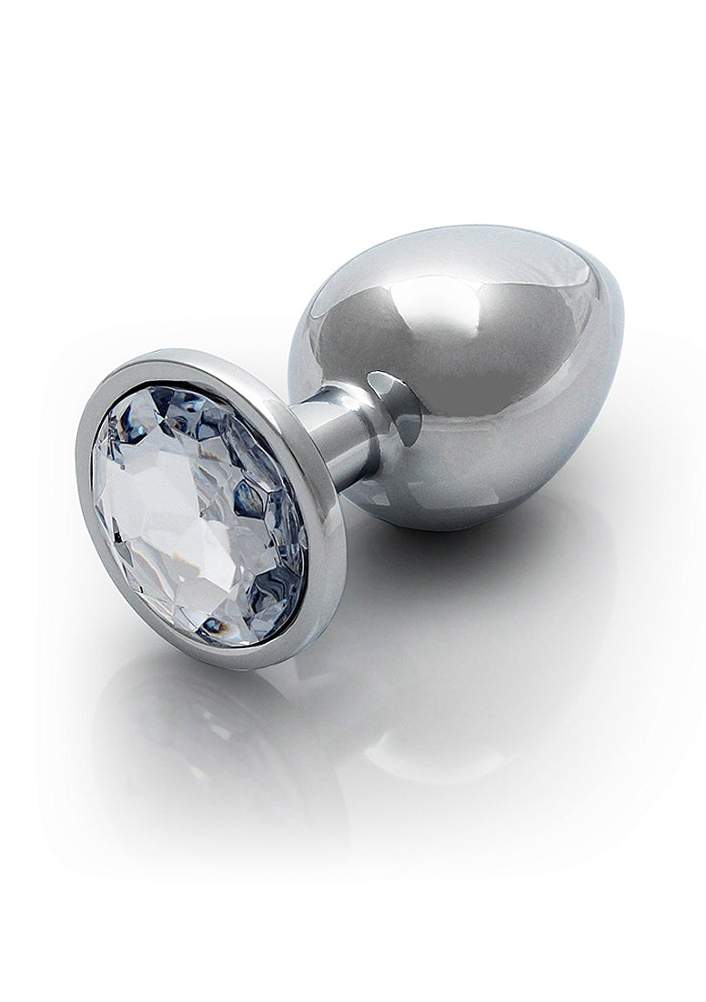 Shots Toys Round Gem Metal Surface Butt Plug Large - Butt Plugs