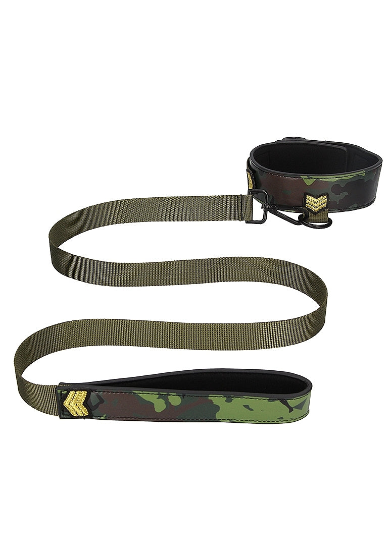 Shots Toys Army Theme Bondage Collar With Leash - Collars and Leads