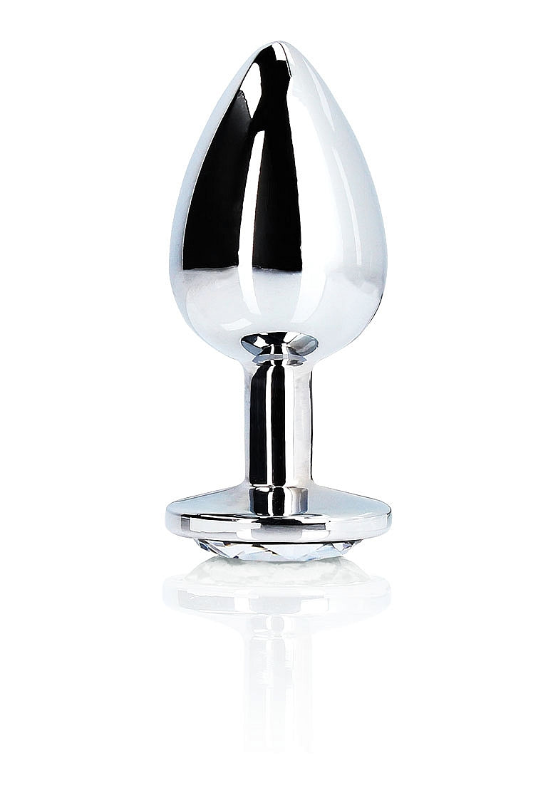 Shots Toys Round Gem Metal Surface Butt Plug Large - Butt Plugs