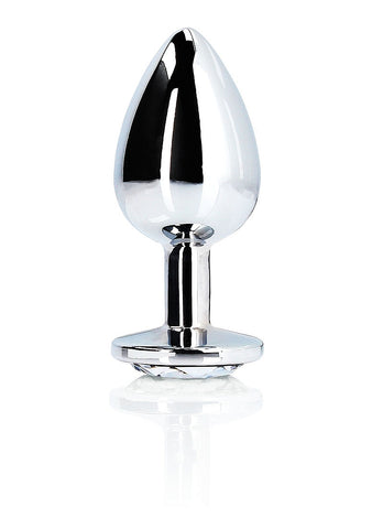 Shots Toys Round Gem Metal Surface Butt Plug Large - Butt Plugs