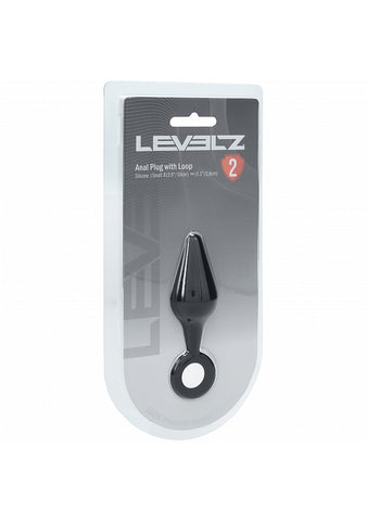 Shots LEVELZ Silicone Anal Plug with Loop Black - Butt Plugs