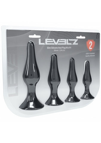 Shots LEVELZ Slim Silicone Anal Plug Kit of 4 Sizes - Butt Plugs