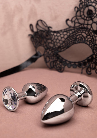Shots Toys Round Gem Metal Surface Butt Plug Large - Butt Plugs