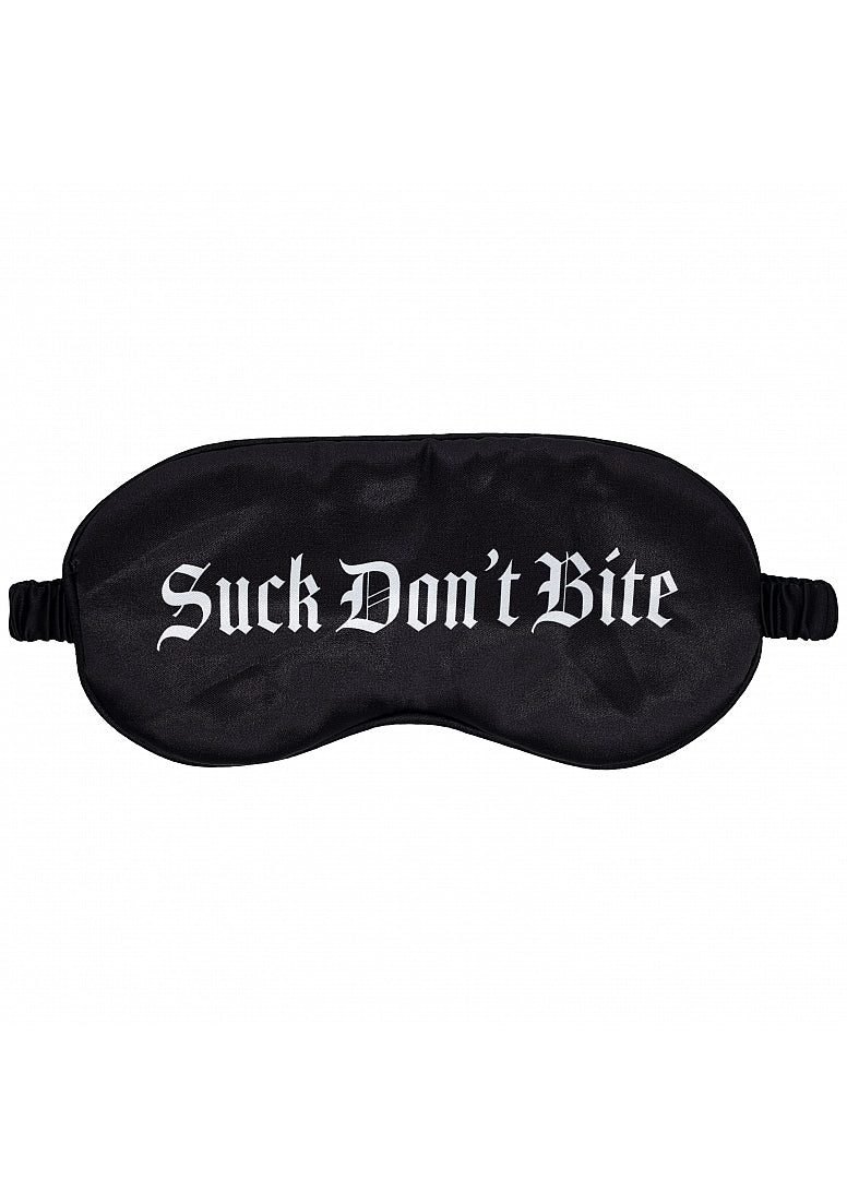 Shots Toys OUCH! Suck Don't Bite Printed Satin BDSM Mask - Masks And Blindfolds