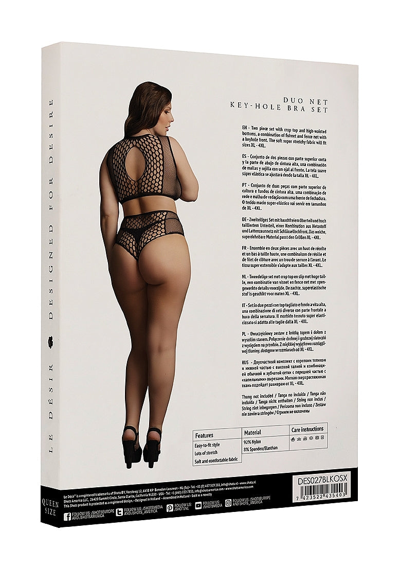 Le Desir Duo Net Key Hole Womens Sexy Bra Set Black - Bras and Bra Sets