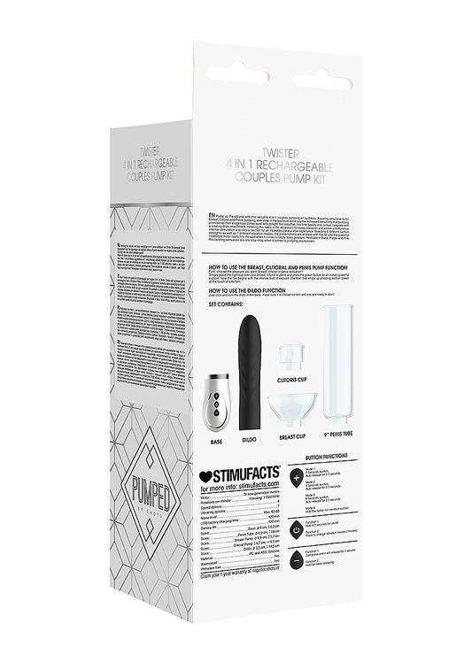 Shots Pumped Twister 4 in 1 Rechargeable Couples Pump Kit - Sex Toys For Couples