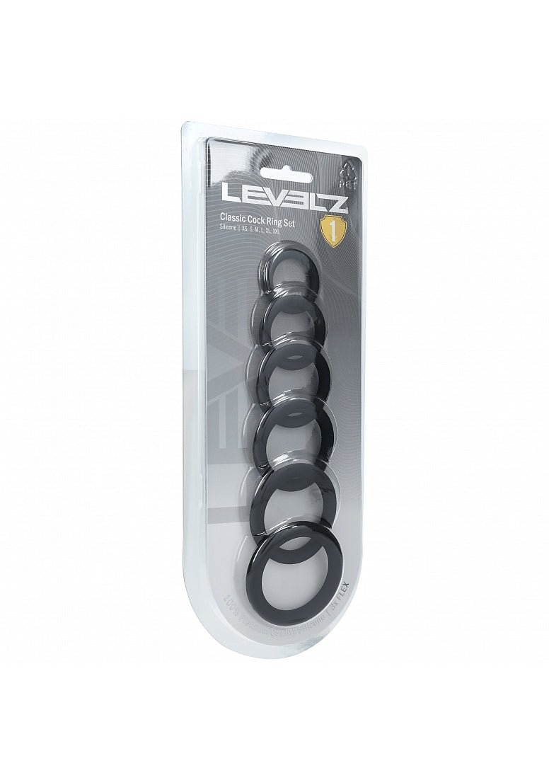Shots LEVELZ Classic Silicone Cock Ring Set of 6 Sizes Cock Ring Sets