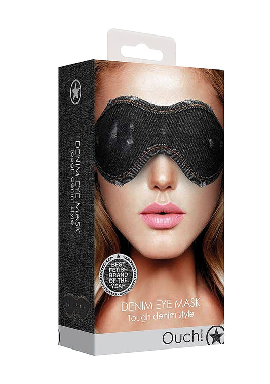 Shots Toys BDSM Play Roughend Denim Style Eye Mask - Masks And Blindfolds