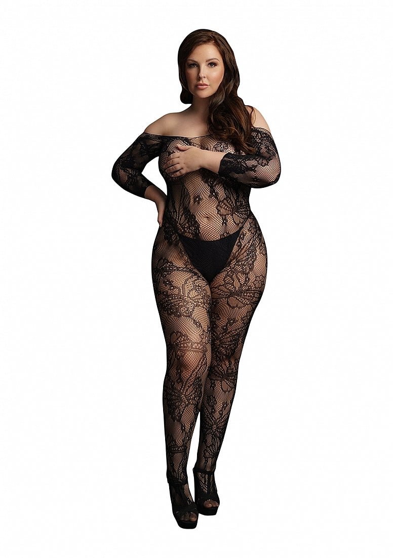 Le Desir Lace Long Sleeved Sexy Bodystocking Black OSX Body Stockings