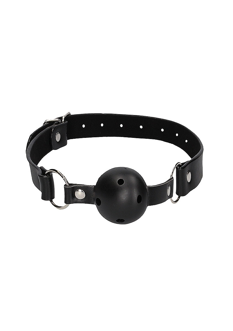Shots Toys Breathable Bondage Ball Gag With Nipple Clamps - Bondage Gags and Bits