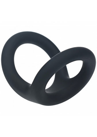 Shots LEVELZ Double O Silicone Cock and Balls Rings Black - Stretchy Cock Rings