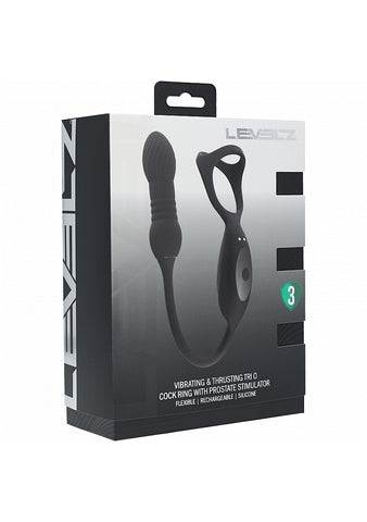 LEVELZ Vibrating TriO Cock Ring with P-Spot Stimulator - Vibrating Cock Rings