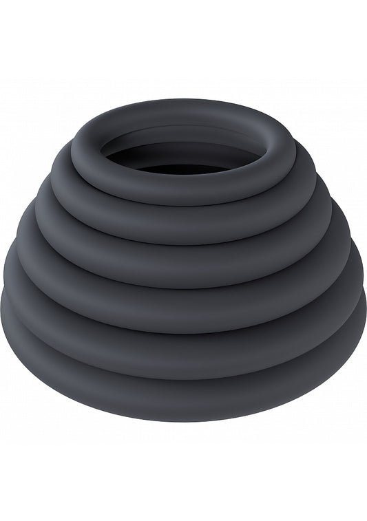 Shots LEVELZ Classic Silicone Cock Ring Set of 6 Sizes Black Cock Ring Sets