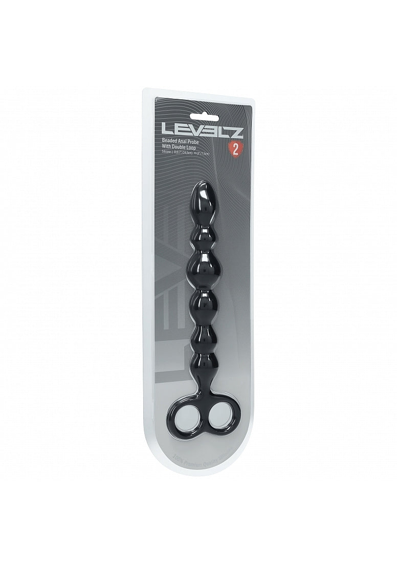 Shots LEVELZ Beaded Silicone Anal Probe with Double Loop Anal Beads and Balls