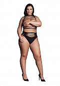 Le Desir Shade Helike XLV Two Piece with Open Cups, Crop Top and Pantie Black Bras and Bra Sets
