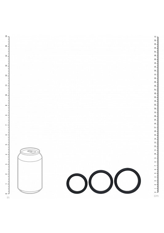 Shots LEVELZ Wide O Silicone Cock Ring Set of 3 Sizes L/XL/2X Cock Ring Sets