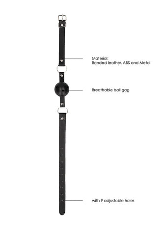 Shots Breathable BDSM Ball Gag With Bonded Leather Straps - Bondage Gags and Bits