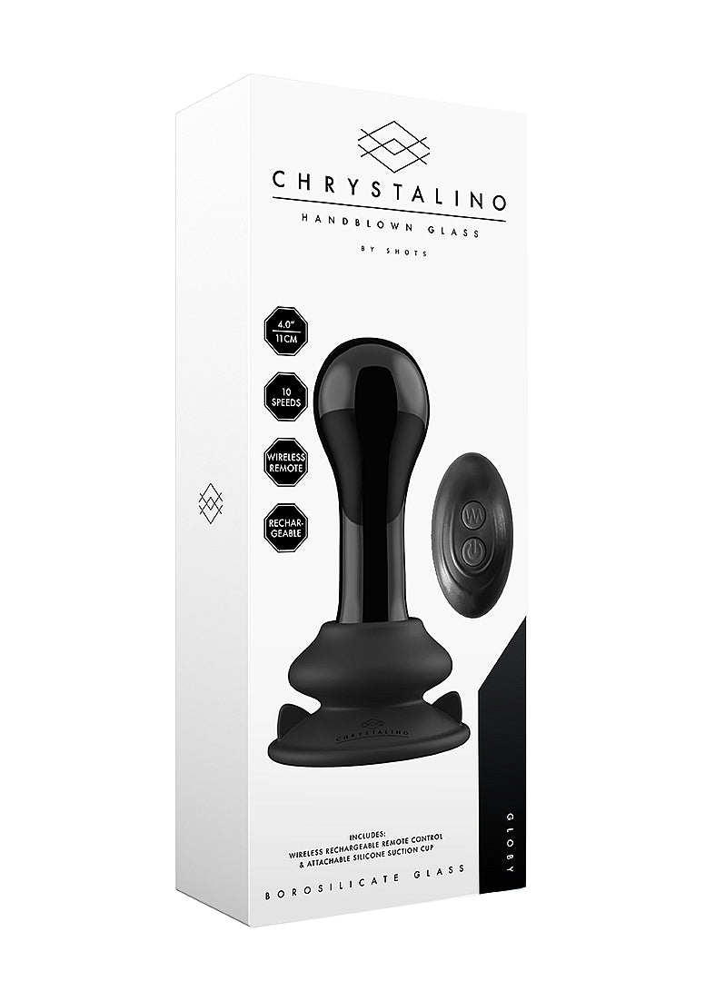 Shots Globy Suction Cup Rechargeable Glass Remote Vibrator - Glass Sex Toys