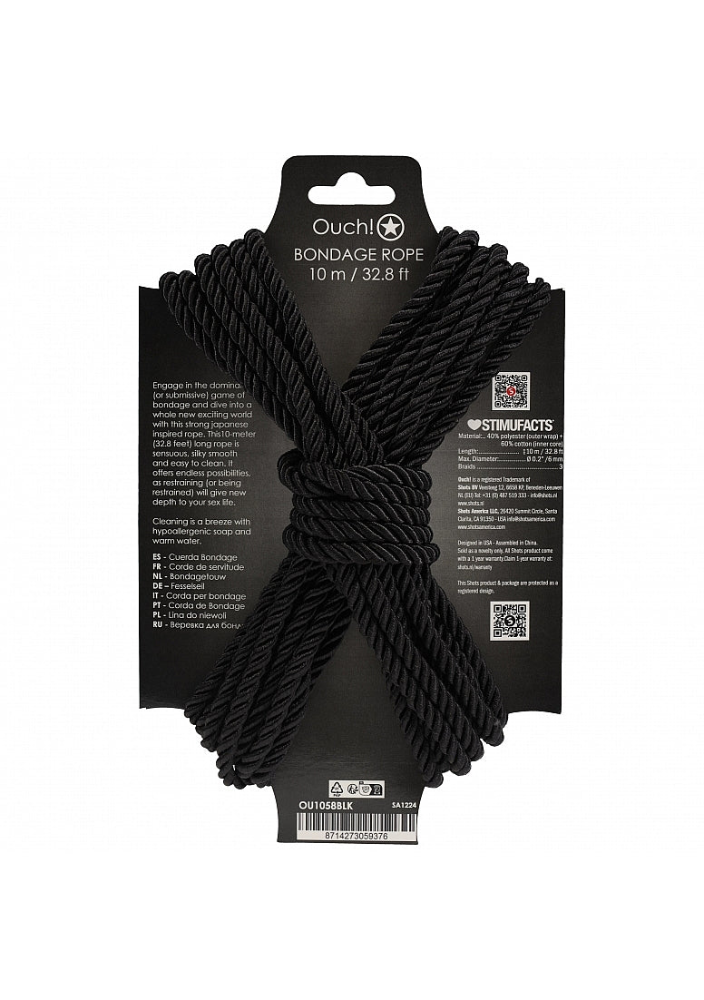 OUCH! Silky Smooth Nylon Bondage Rope 10m Cuffs And Restraints