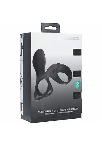 Shots LEVELZ Vibrating Cock & Ball Ring with Shaft Loop - Vibrating Cock Rings