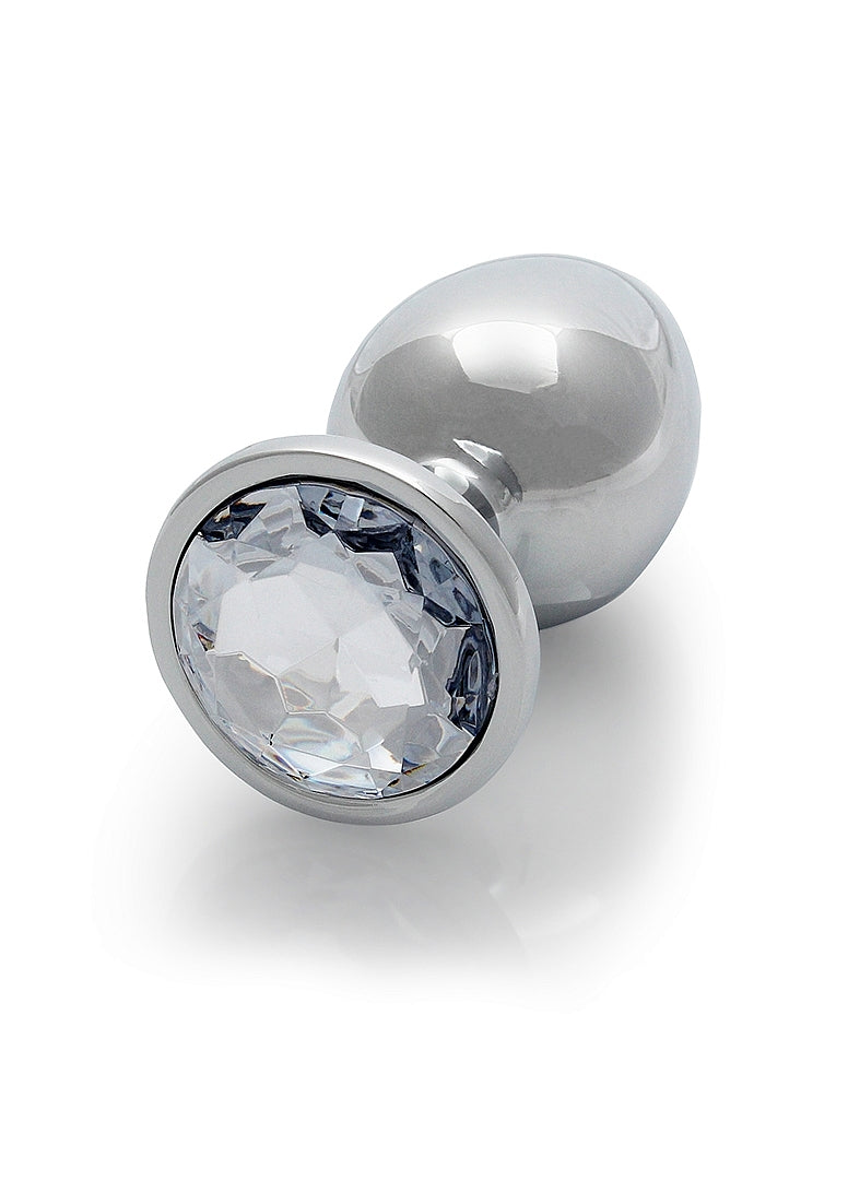 Shots Toys Round Gem Metal Surface Butt Plug Large - Butt Plugs