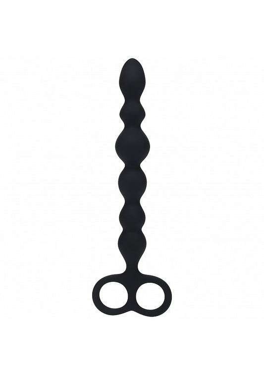 Shots LEVELZ Beaded Silicone Anal Probe with Double Loop Black Anal Beads and Balls