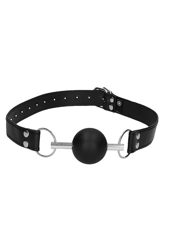 Shots Toys Solid Ball Gag With Bonded Leather Straps - Bondage Gags and Bits
