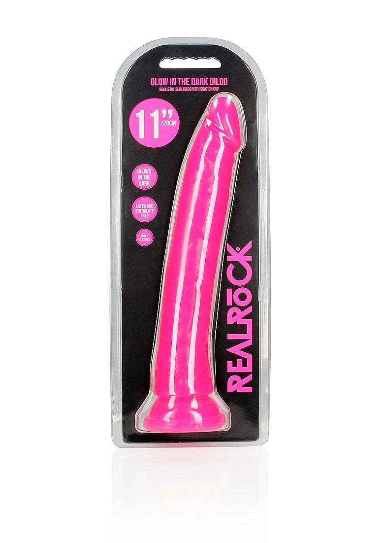 Shots REALROCK 29 cm Slim Glow in the Dark Realistic Dong - Realistic Dildos