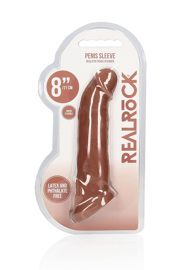 Shots REALROCK 8 Inch Realistic Penis Extender with Rings - Penis Sleeves and Extenders