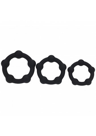 Shots LEVELZ Beaded Silicone Cock Ring Set of 3 Sizes - Cock Ring Sets