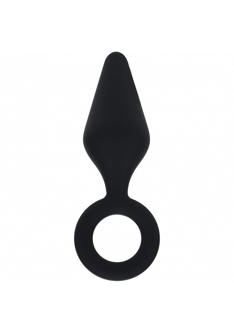 Shots LEVELZ Silicone Anal Plug with Loop Black Small Butt Plugs