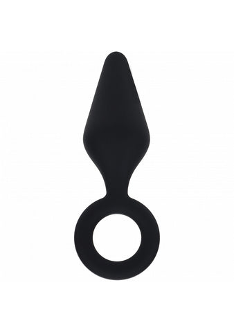 Shots LEVELZ Silicone Anal Plug with Loop Black - Butt Plugs