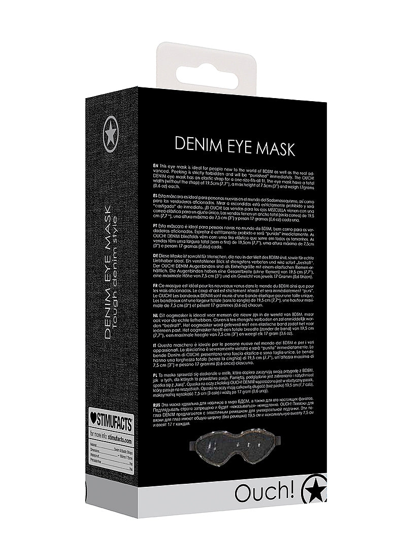 Shots Toys BDSM Play Roughend Denim Style Eye Mask - Masks And Blindfolds