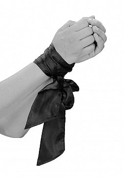Shots Toys OUCH Black & White Bondage Silky Ribbon Cuffs And Restraints