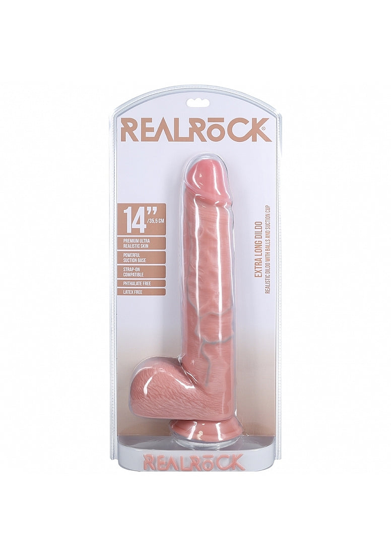 Shots RealRock Extra Large Straight Dildo with Balls 14 Inch - Realistic Dildos