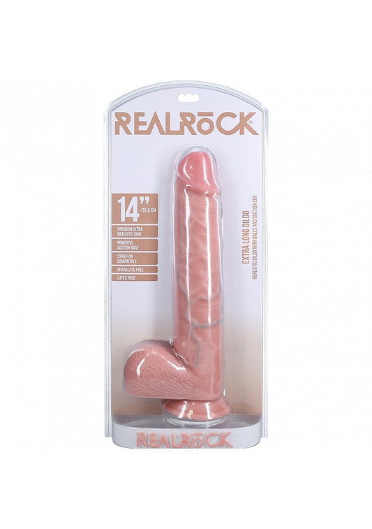 Shots RealRock Extra Large Straight Dildo with Balls 14 Inch - Realistic Dildos