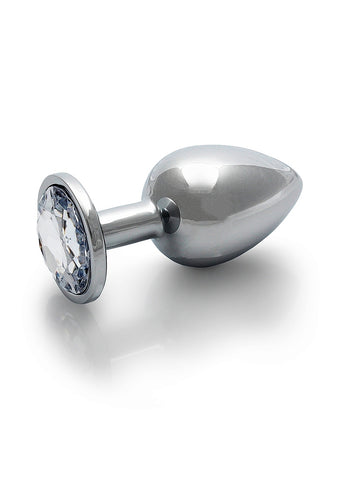 Shots Toys Round Gem Metal Surface Butt Plug Large - Butt Plugs