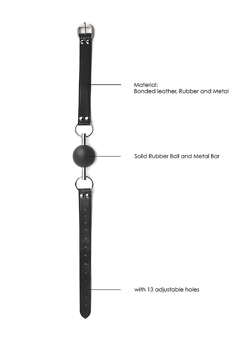 Shots Toys Solid Ball Gag With Bonded Leather Straps - Bondage Gags and Bits