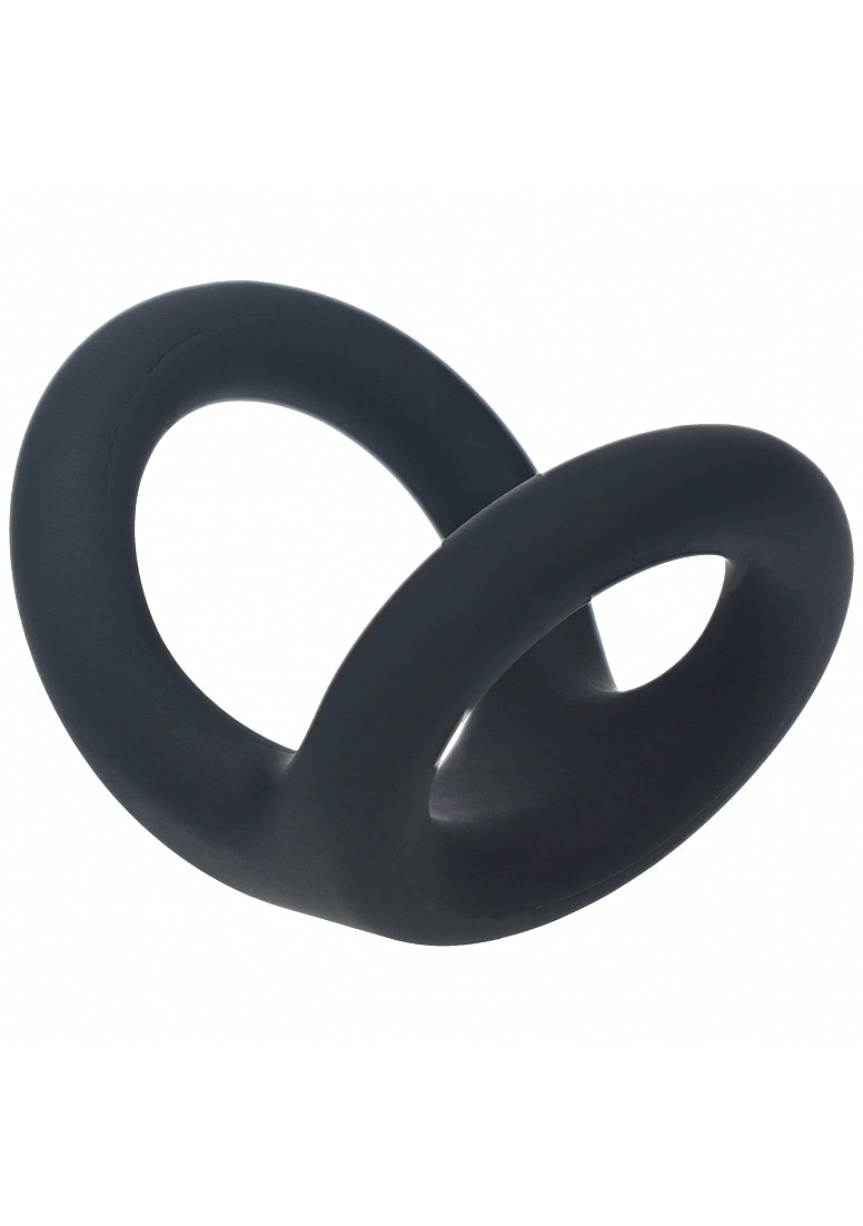 Shots LEVELZ Double O Silicone Cock and Balls Rings Black Stretchy Cock Rings