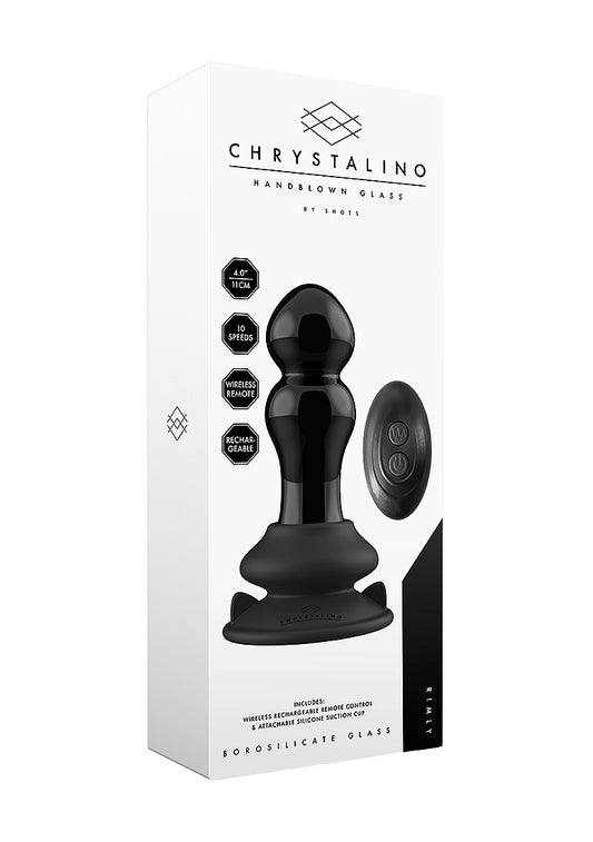 Shots Rimly Remote Control Glass Vibrator With Suction Cup - Glass Sex Toys
