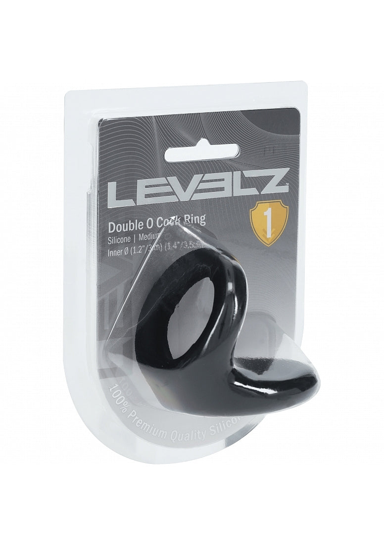 Shots LEVELZ Double O Silicone Cock and Balls Rings Black Stretchy Cock Rings