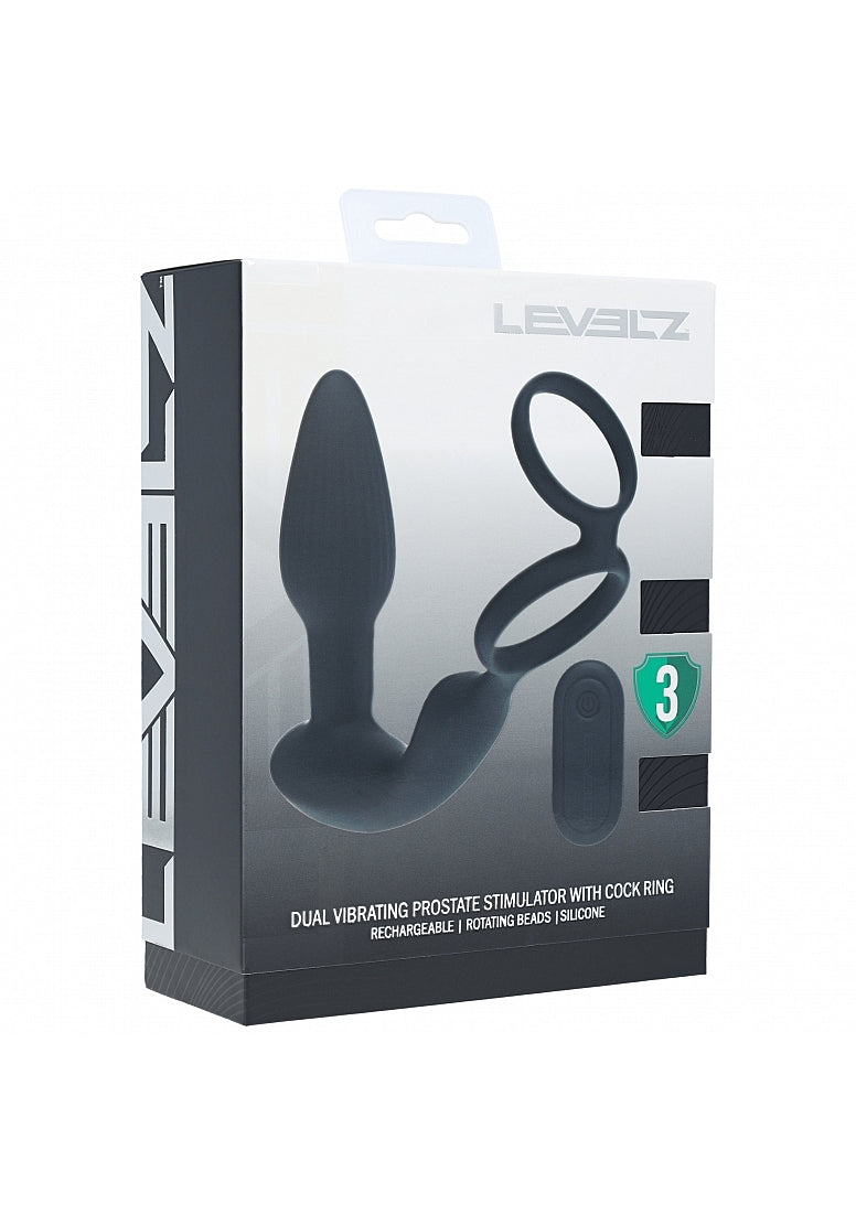LEVELZ Dual Vibrating Prostate Stimulator with Cock Ring Prostate Toys