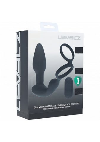 LEVELZ Dual Vibrating Prostate Stimulator with Cock Ring - Prostate Toys