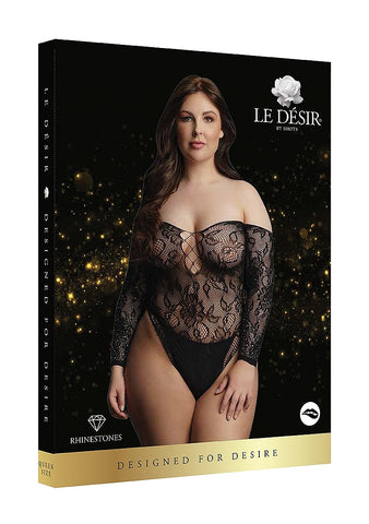 Le Desir Wonder Rhinestone Sexy Womens Bodysuit Black - Teddies and Bodysuits